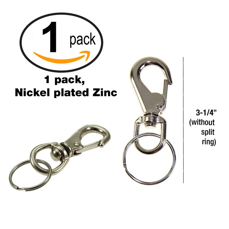 Lucky Line 3-1/4" Heavy-Duty Boat Snap, Nickel-Plated Zinc with 1-1/2" Split Key Ring(44701) - Image 4